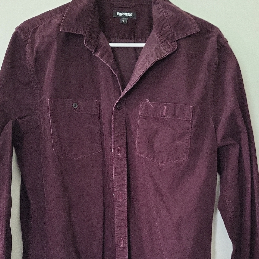 Express Purple Casual Button Down Shirt